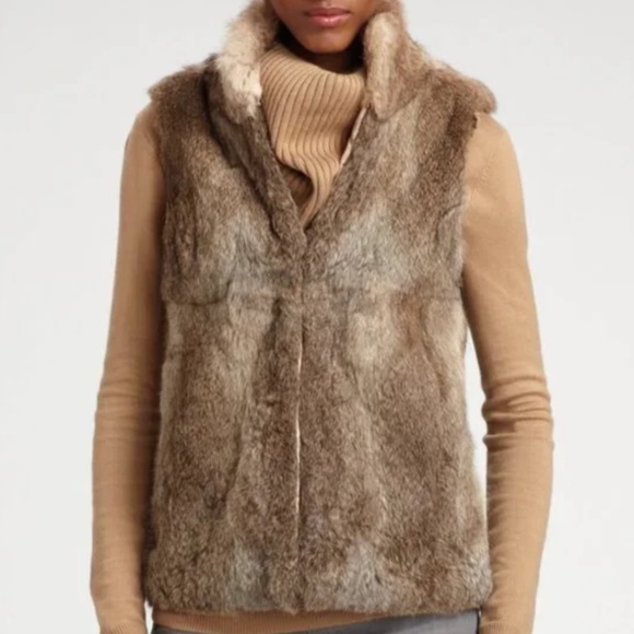 ANN TAYLOR LOFT faux fur vest tan - Picture 1 of 11